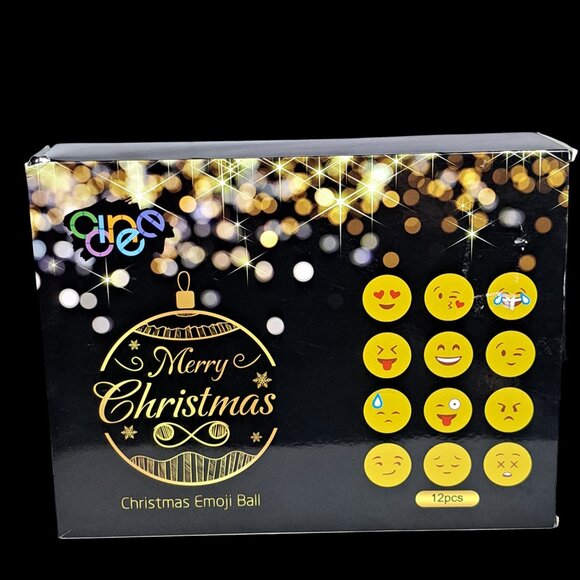 12 Piece Glass Emoji Christmas Balls Ornaments Pendant for Christmas Tree - Picture 1 of 15